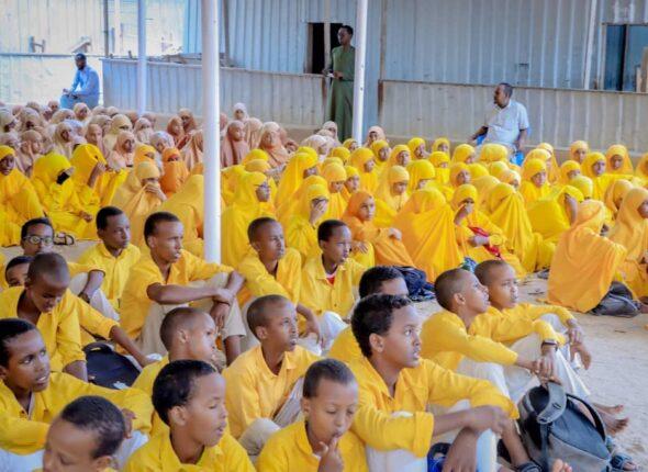 Students taking part in a community service activity